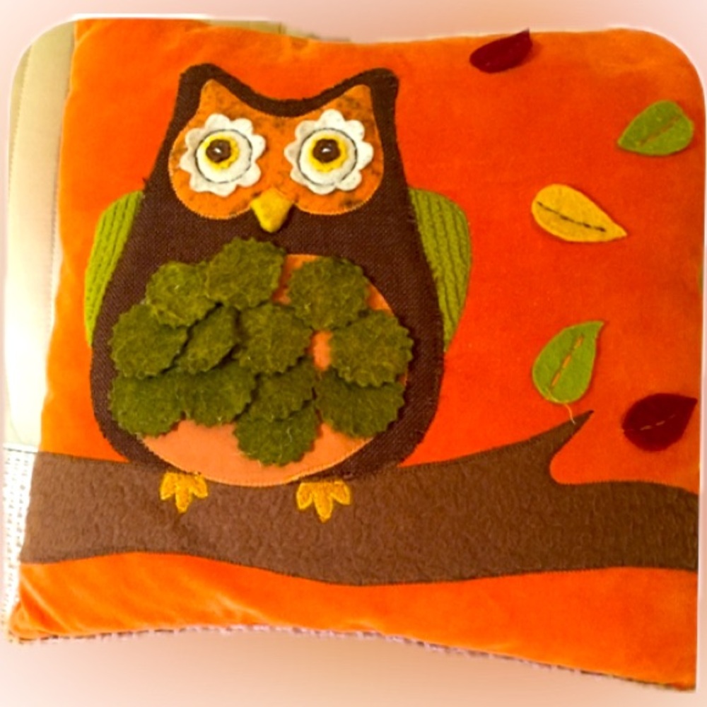 Fall colors square throw accent pillow cute owl seasonal decor thanksgiving 🦉 🤎